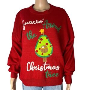 New Threadbare Women's Red Ugly Christmas Avocado Sweater